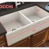 BOCCHI Vigneto 36" Fireclay Farmhouse Apron 50/50 Double Bowl Kitchen Sink, Biscuit, 1351-014-0120