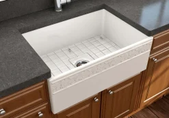 BOCCHI Vigneto 27" Fireclay Farmhouse Apron Single Bowl Kitchen Sink, Biscuit, 1357-014-0120