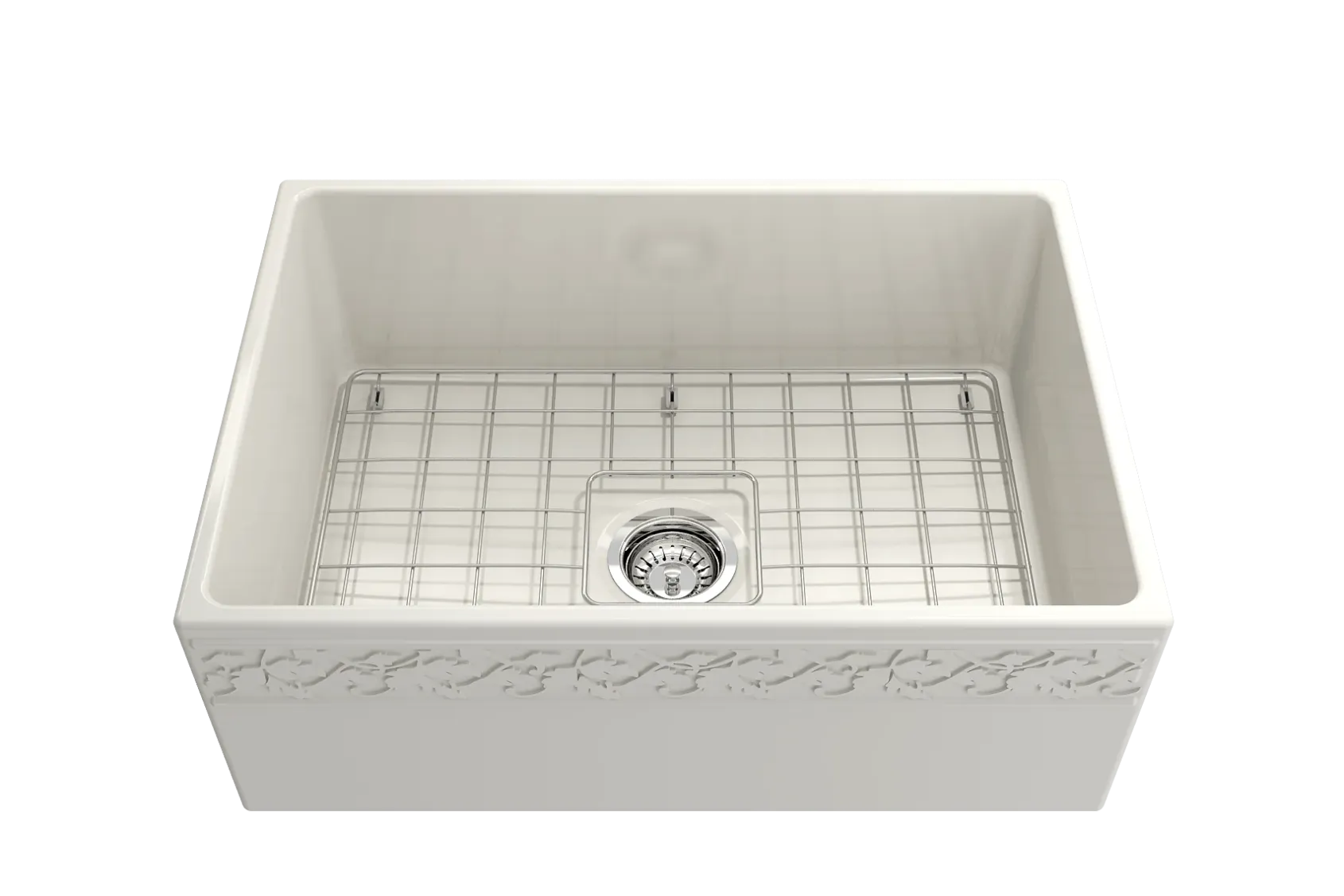 BOCCHI Vigneto 27" Fireclay Farmhouse Apron Single Bowl Kitchen Sink, Biscuit, 1357-014-0120