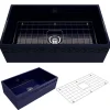 BOCCHI Vigneto 33" Fireclay Farmhouse Apron Single Bowl Kitchen Sink, Sapphire Blue, 1353-010-0120