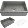 BOCCHI Vigneto 33" Fireclay Farmhouse Apron Single Bowl Kitchen Sink, Matte Gray, 1353-006-0120