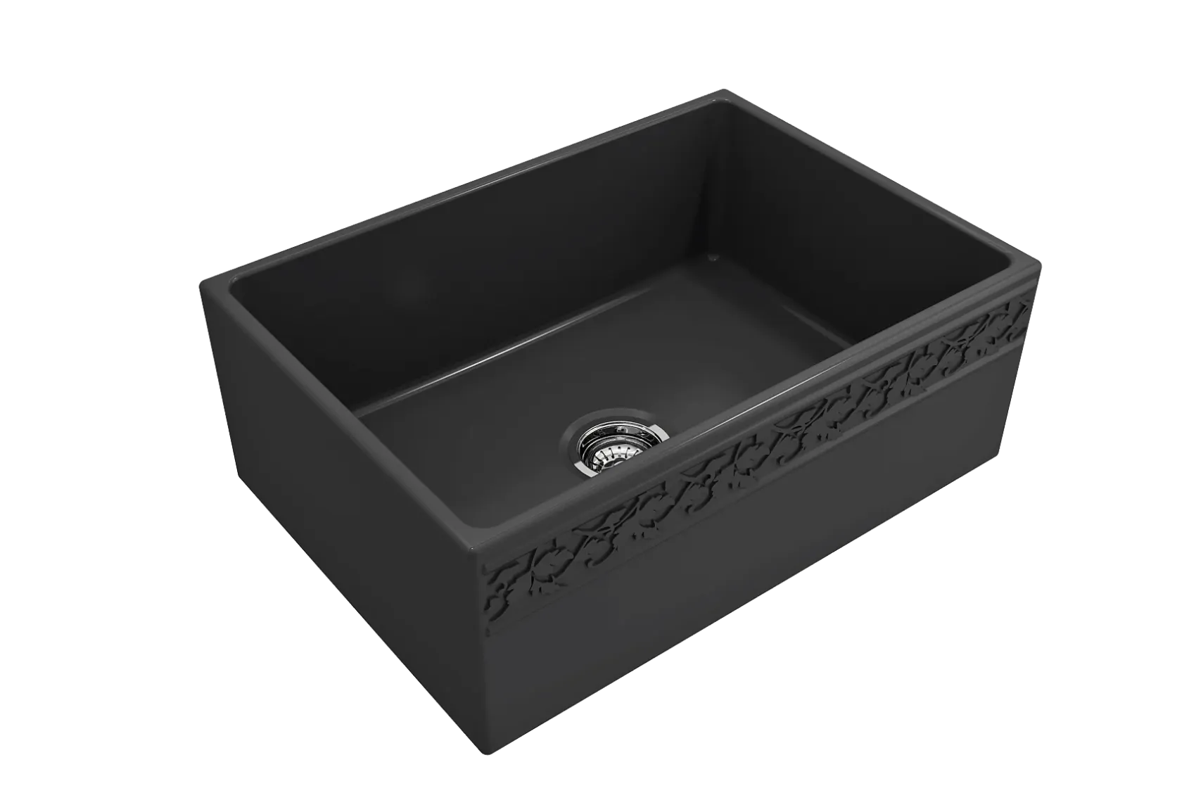 BOCCHI Vigneto 27" Fireclay Farmhouse Apron Single Bowl Kitchen Sink, Matte Dark Gray, 1357-020-0120