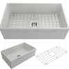 BOCCHI Vigneto 33" Fireclay Farmhouse Apron Single Bowl Kitchen Sink, Matte White, 1353-002-0120