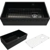 BOCCHI Vigneto 36" Fireclay Farmhouse Apron Single Bowl Kitchen Sink, Black, 1355-005-0120