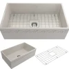 BOCCHI Vigneto 33" Fireclay Farmhouse Apron Single Bowl Kitchen Sink, Biscuit, 1353-014-0120