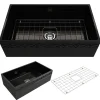 BOCCHI Vigneto 33" Fireclay Farmhouse Apron Single Bowl Kitchen Sink, Black, 1353-005-0120