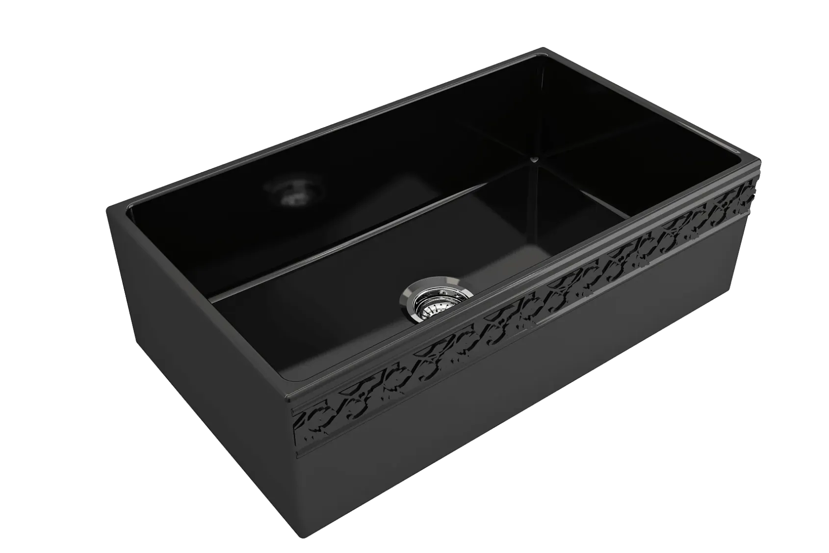 BOCCHI Vigneto 33" Fireclay Farmhouse Apron Single Bowl Kitchen Sink, Black, 1353-005-0120
