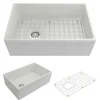 BOCCHI Vigneto 30" Fireclay Farmhouse Apron Single Bowl Kitchen Sink, Matte White, 1347-002-0120