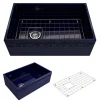 BOCCHI Vigneto 30" Fireclay Farmhouse Apron Single Bowl Kitchen Sink, Sapphire Blue, 1347-010-0120