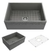 BOCCHI Vigneto 27" Fireclay Farmhouse Apron Single Bowl Kitchen Sink, Matte Gray, 1357-006-0120