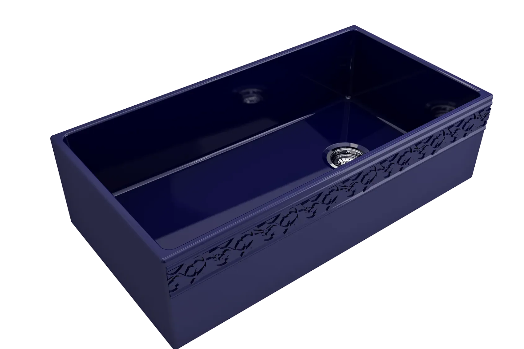 BOCCHI Vigneto 36" Fireclay Farmhouse Apron Single Bowl Kitchen Sink, Sapphire Blue, 1355-010-0120