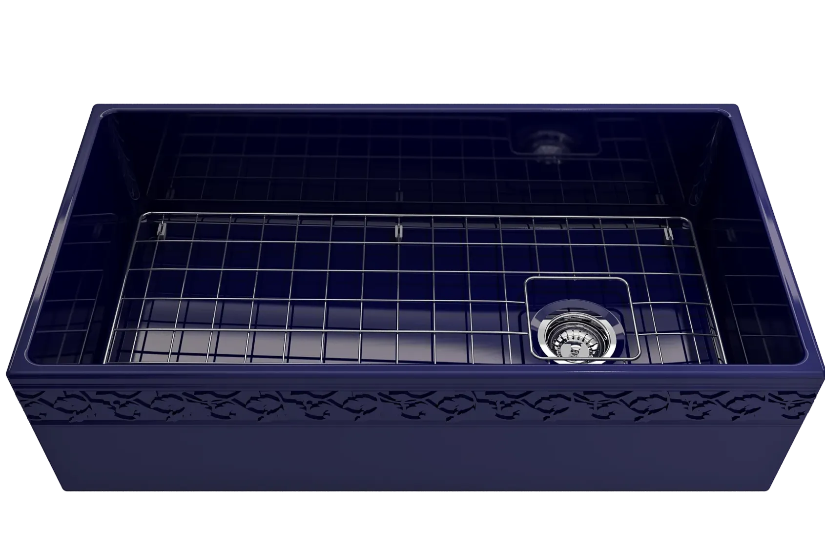 BOCCHI Vigneto 36" Fireclay Farmhouse Apron Single Bowl Kitchen Sink, Sapphire Blue, 1355-010-0120