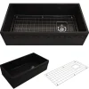 BOCCHI Vigneto 36" Fireclay Farmhouse Apron Single Bowl Kitchen Sink, Matte Black, 1355-004-0120
