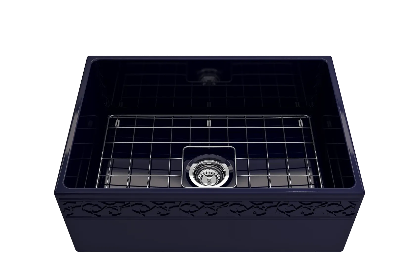 BOCCHI Vigneto 27" Fireclay Farmhouse Apron Single Bowl Kitchen Sink, Sapphire Blue, 1357-010-0120
