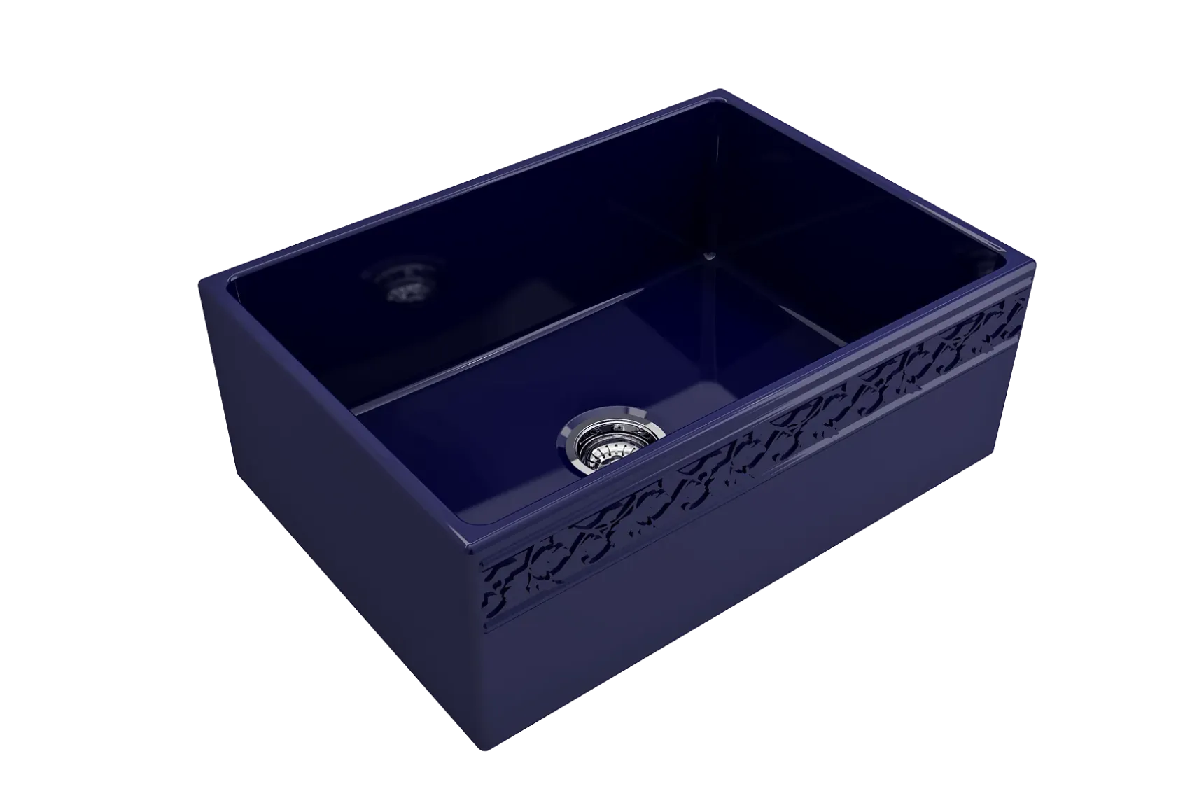 BOCCHI Vigneto 27" Fireclay Farmhouse Apron Single Bowl Kitchen Sink, Sapphire Blue, 1357-010-0120