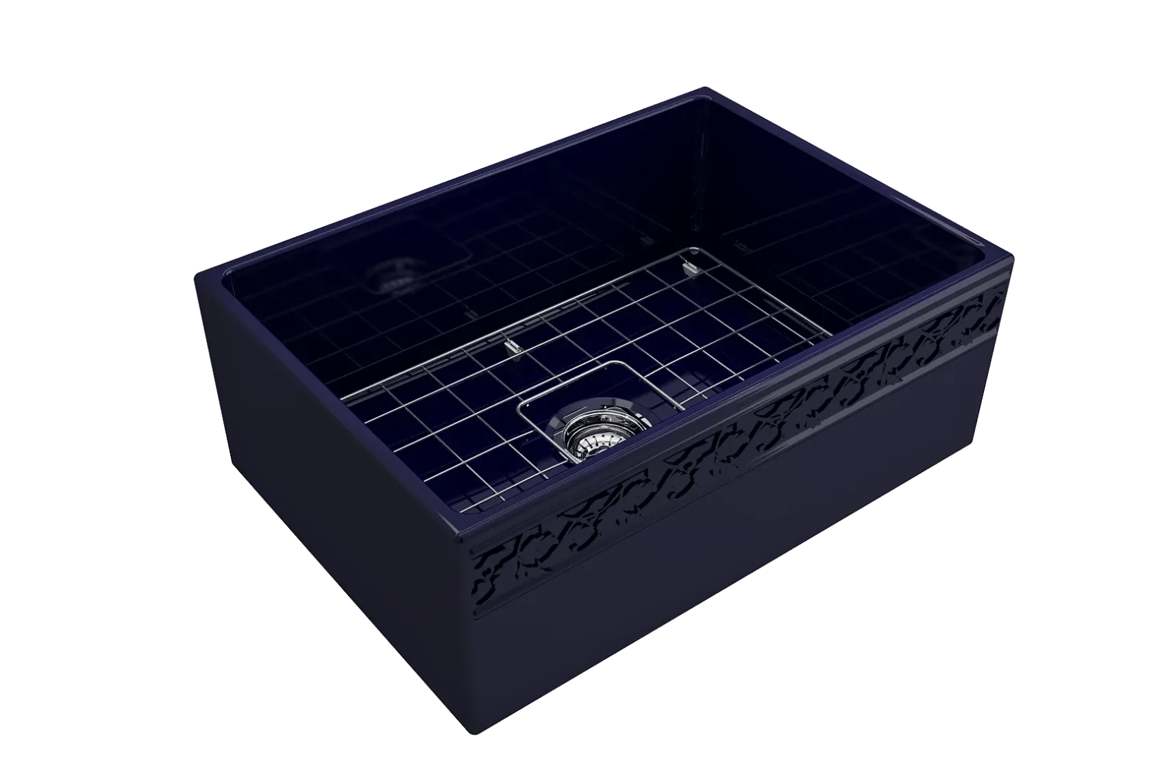 BOCCHI Vigneto 27" Fireclay Farmhouse Apron Single Bowl Kitchen Sink, Sapphire Blue, 1357-010-0120