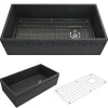 BOCCHI Vigneto 36" Fireclay Farmhouse Apron Single Bowl Kitchen Sink, Matte Dark Gray, 1355-020-0120