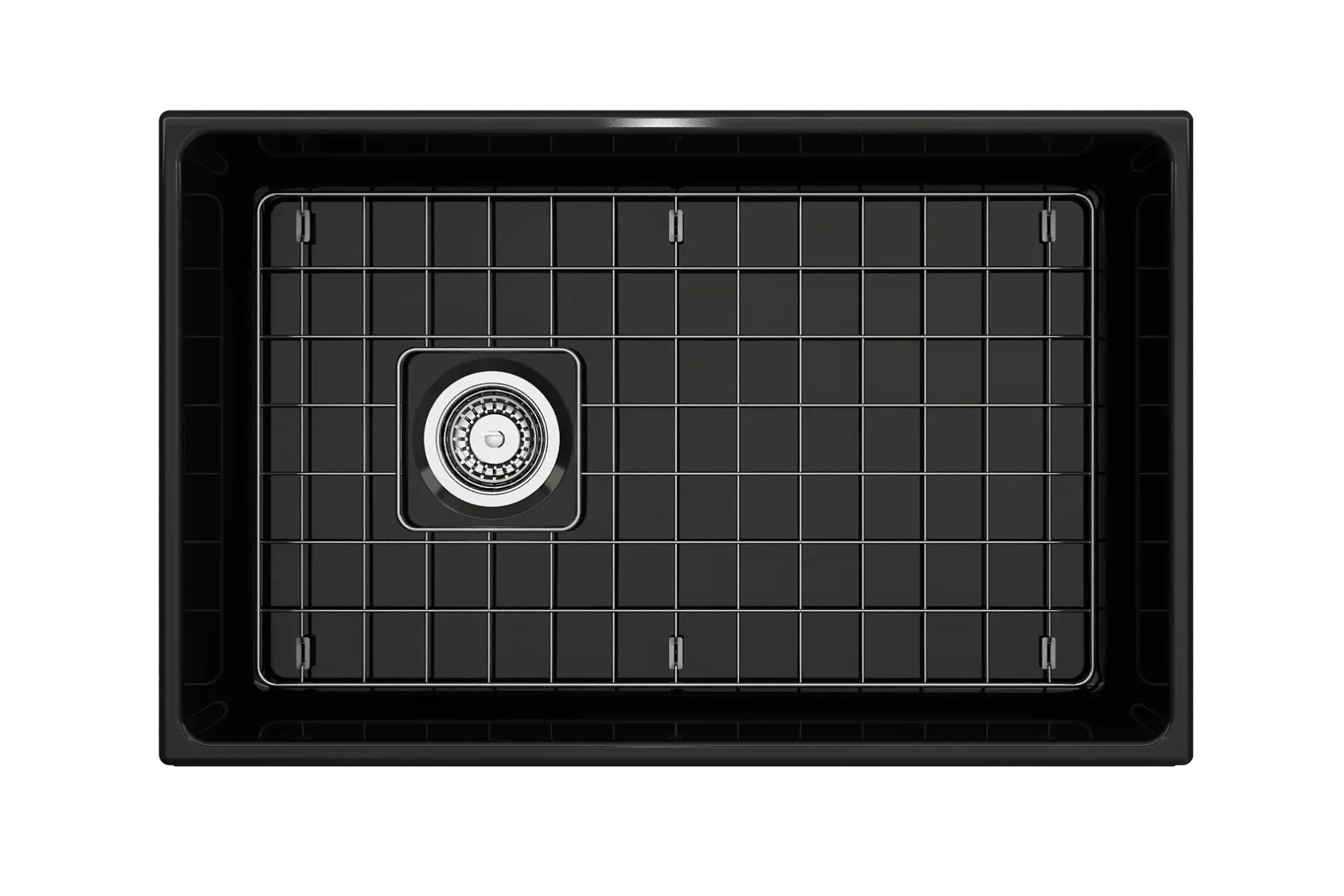 BOCCHI Vigneto 30" Fireclay Farmhouse Apron Single Bowl Kitchen Sink, Black, 1347-005-0120