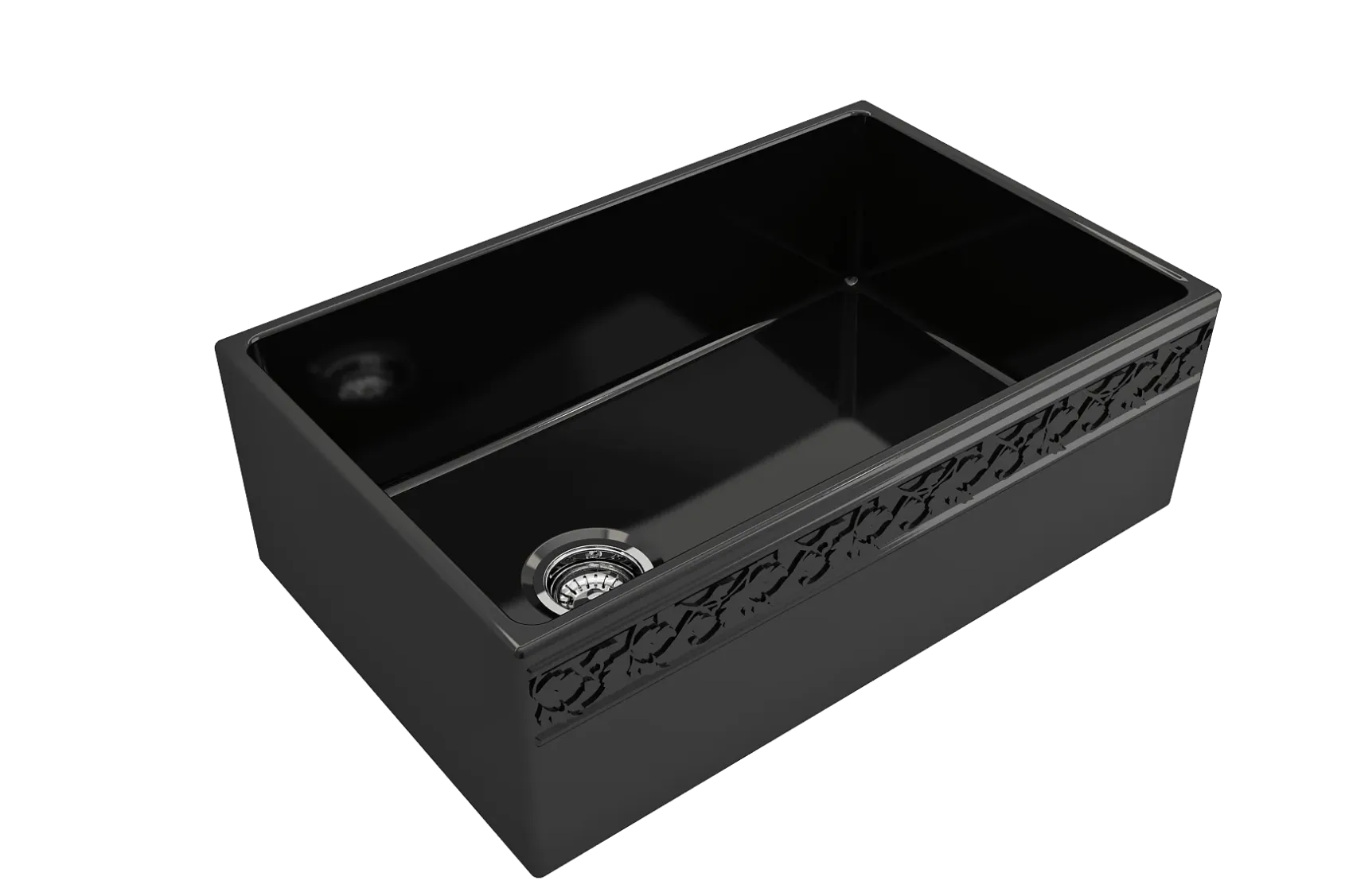 BOCCHI Vigneto 30" Fireclay Farmhouse Apron Single Bowl Kitchen Sink, Black, 1347-005-0120