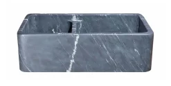 33" Charcoal Marquina Soapstone Farmhouse Kitchen Sink, 60/40 Double Bowl, Reversible, KF332010DB-NLP-6040-CMS