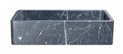 42" Charcoal Marquina Soapstone Farmhouse Kitchen Sink, Single Bowl, Reversible, KF422010SB-NLP-CMS