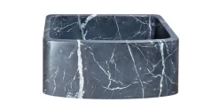 24" Charcoal Marquina Soapstone Farmhouse Kitchen Sink, Curved Front, Reversible, KFCF242110-CMS