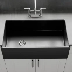 Crestwood 36" Fireclay Farmhouse Sink, Charcoal, CW-MOD-36-CHARCOAL