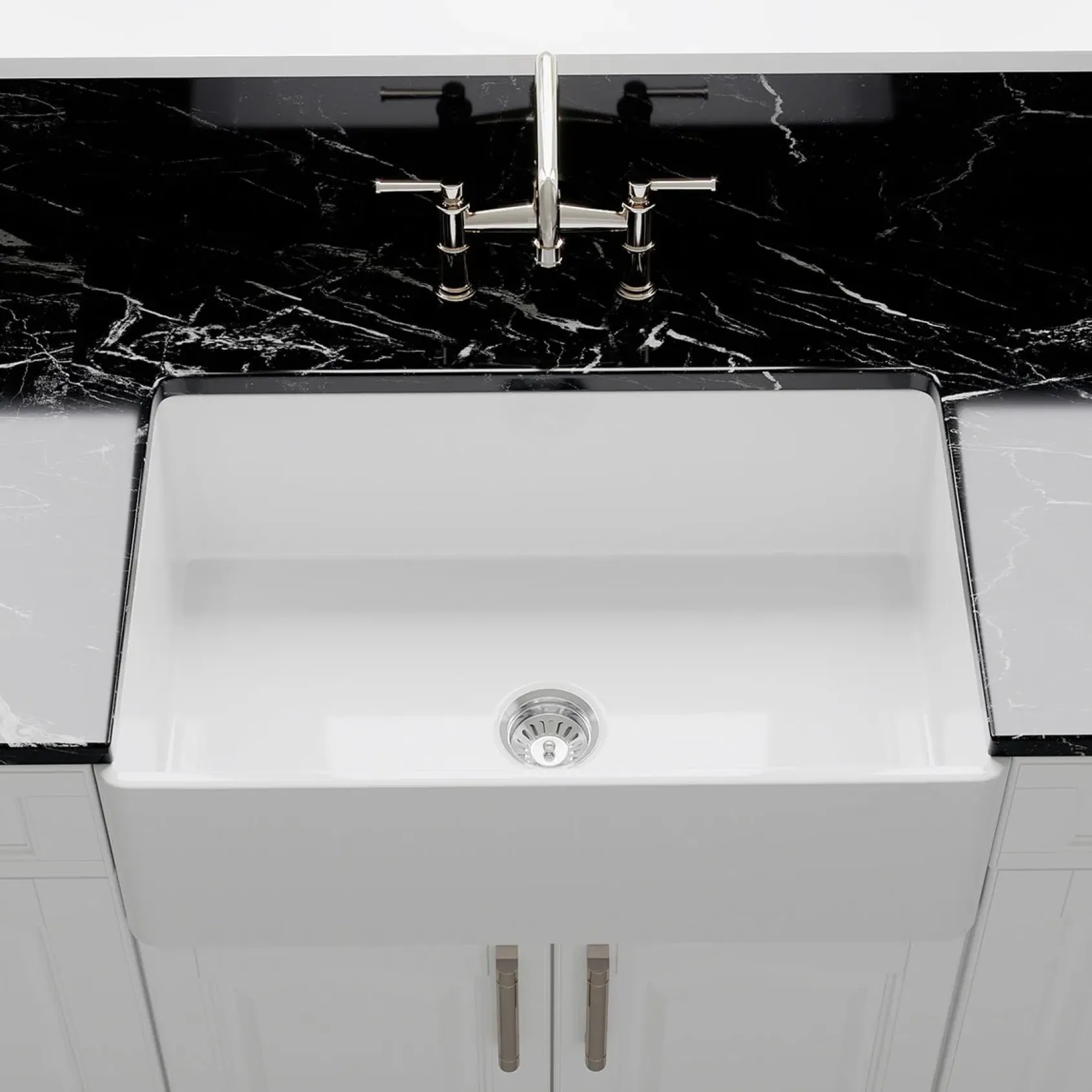 Crestwood 30" Fireclay Farmhouse Sink, White, CW-CL-30-WHITE