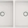 Crestwood 36" Fireclay Farmhouse Sink 50/50 Double Bowl, White, CW-MOD-362-DBL-WHITE
