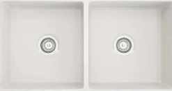 Crestwood 36" Fireclay Farmhouse Sink 50/50 Double Bowl, White, CW-MOD-362-DBL-WHITE