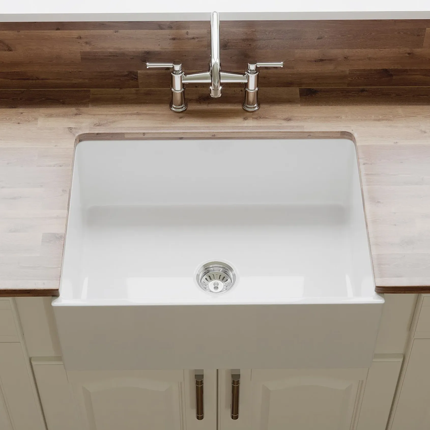 Crestwood 27" Fireclay Farmhouse Sink, White, CW-MOD-27-WHITE