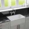 Crestwood 30" White Fireclay Farmhouse Sink, Smooth/Fluted Front, CW-7130-W