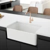 Crestwood 30" White Fireclay Farmhouse Sink, Casement/Smooth Front, CW-8130-W