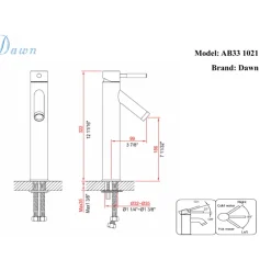 Dawn 13" 1.2 GPM Bathroom Faucet, Chrome, AB33 1021C