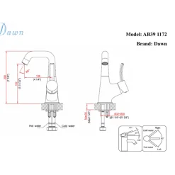 Dawn 8" 1.2 GPM Bathroom Faucet, Chrome, AB39 1172C