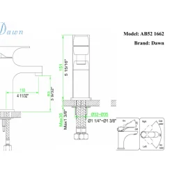 Dawn 6" 1.2 GPM Bathroom Faucet, Brushed Nickel, AB52 1662BN
