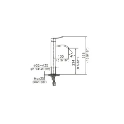 Dawn 13" 1.2 GPM Bathroom Faucet, Chrome, AB78 1158C