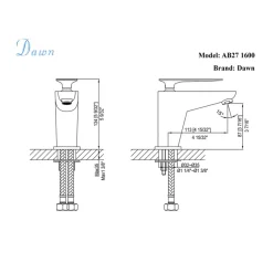 Dawn 5" 1.2 GPM Bathroom Faucet, Chrome, AB27 1600C