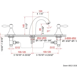 Dawn 6" 1.2 GPM Bathroom Faucet, Chrome, AB13 1018C