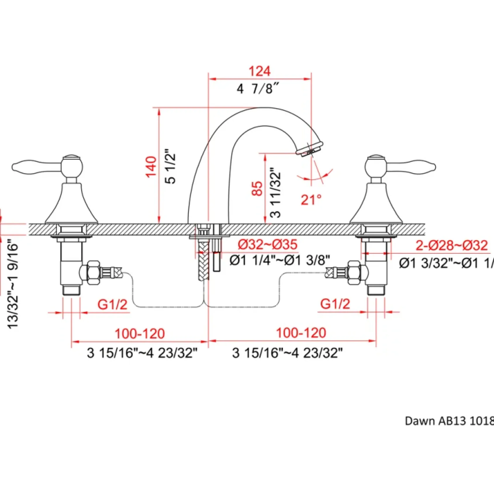 Dawn 6" 1.2 GPM Bathroom Faucet, Chrome, AB13 1018C
