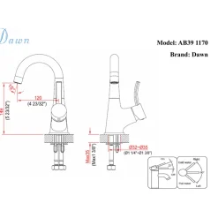 Dawn 9" 1.2 GPM Bathroom Faucet, Brushed Nickel, AB39 1170BN