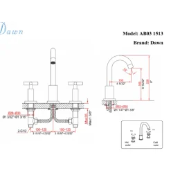 Dawn 9" 1.2 GPM Bathroom Faucet, Brushed Nickel, AB03 1513BN