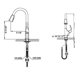 Dawn 15" 1.8 GPM Pull Out Kitchen Faucet, Chrome, AB04 3277C