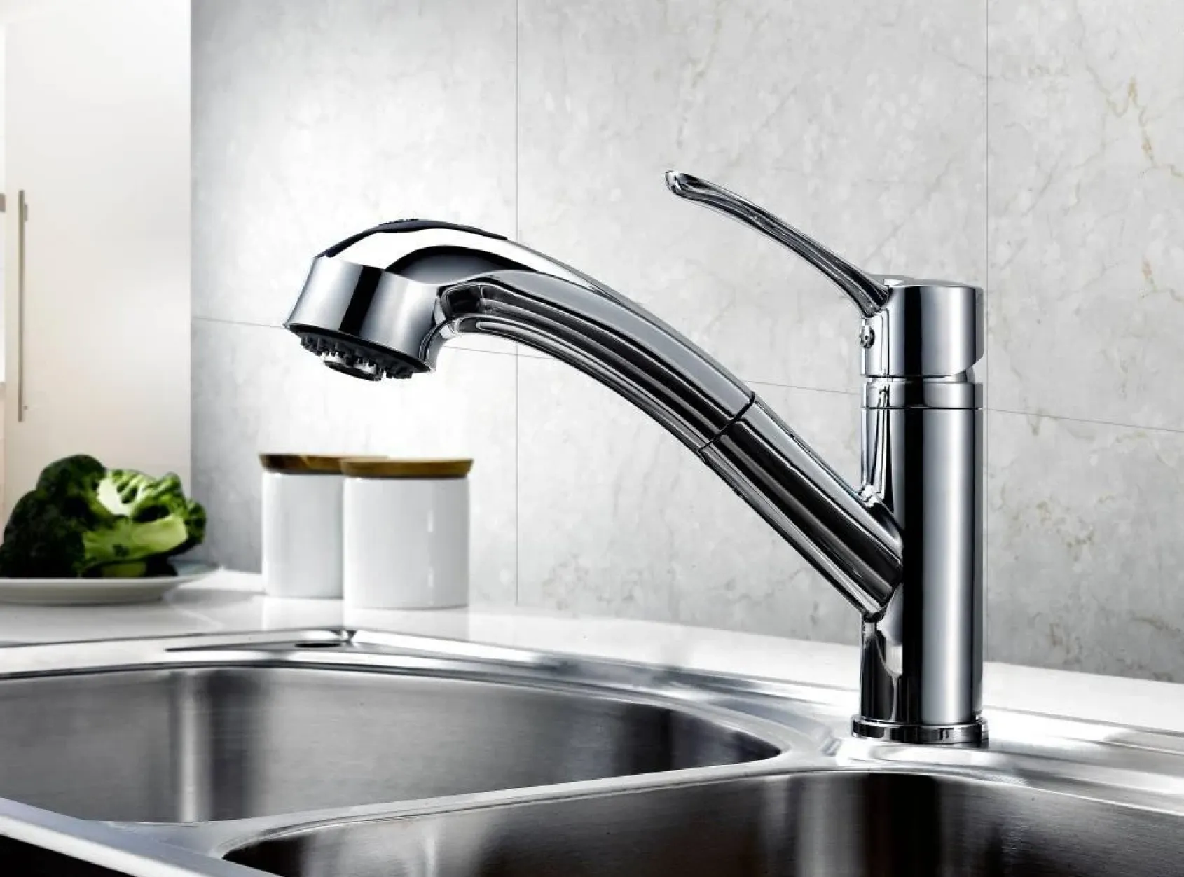 Dawn 9" 1.8 GPM Pull Out Kitchen Faucet, Brushed Nickel, AB50 3711BN