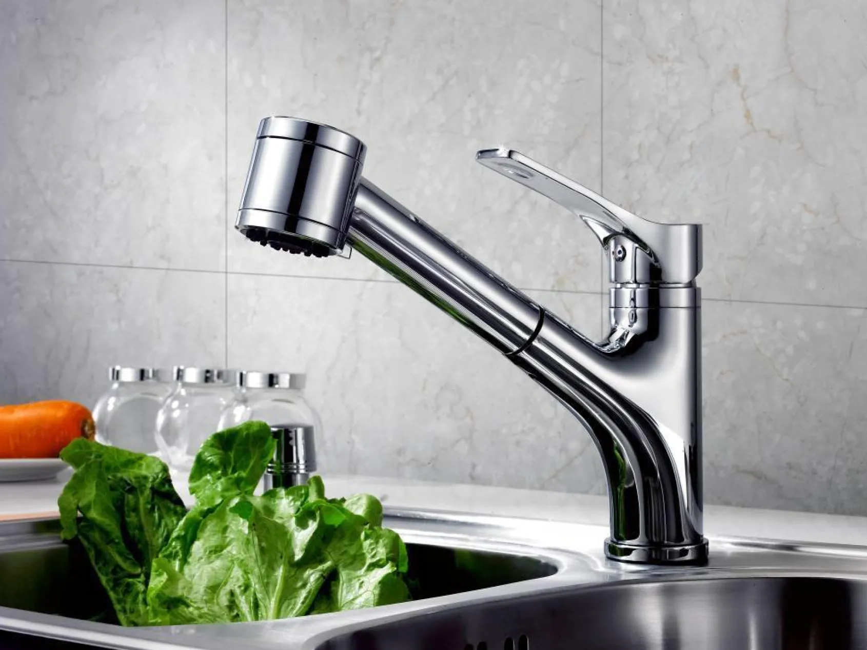 Dawn 9" 1.8 GPM Pull Out Kitchen Faucet, Brushed Nickel, AB50 3709BN