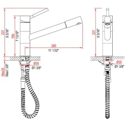 Dawn 9" 1.8 GPM Pull Out Kitchen Faucet, Brushed Nickel, AB33 3241BN