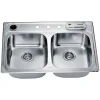 Dawn 33" Stainless Steel Top Mount 50/50 Double Bowl Kitchen Sink, AST3322
