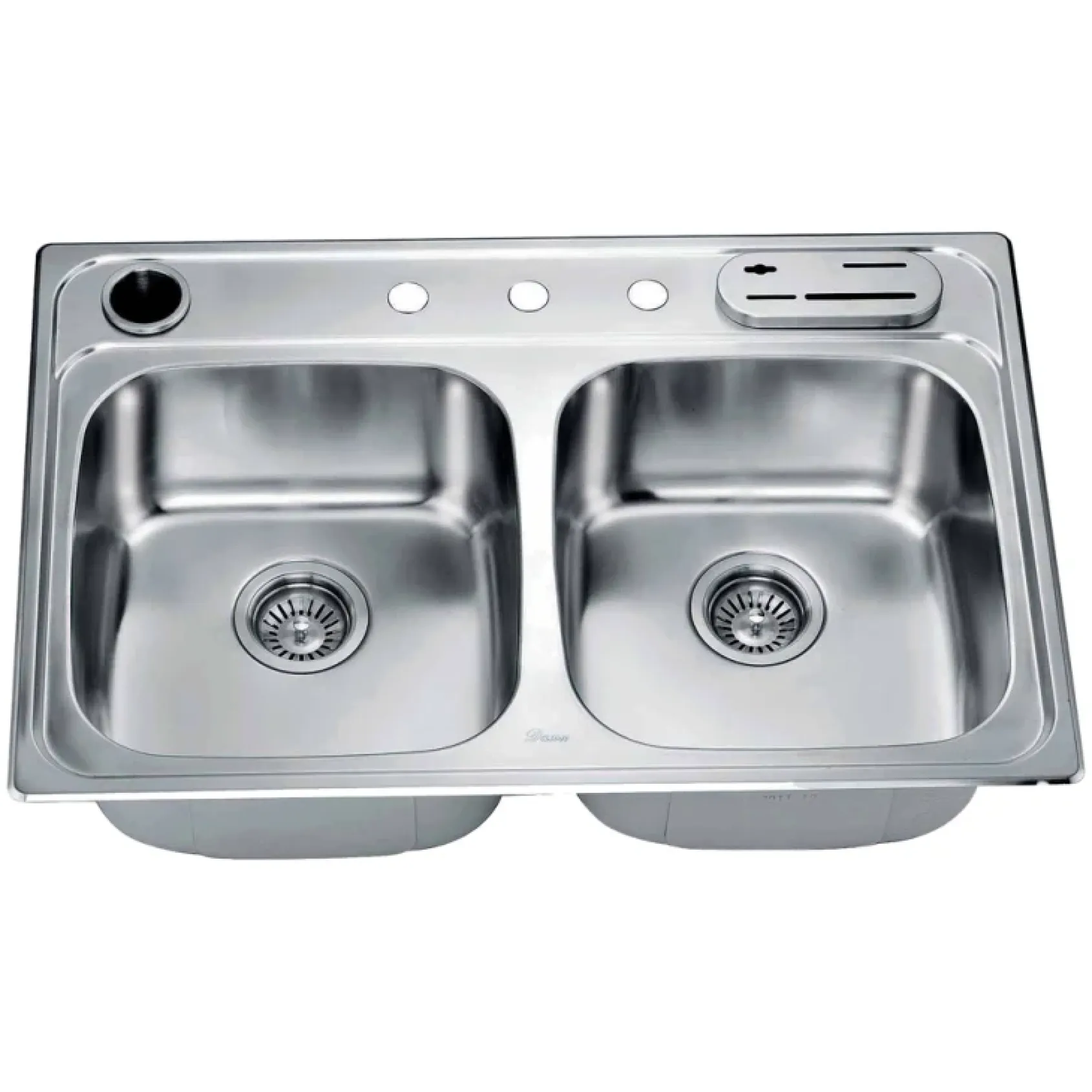 Dawn 33" Stainless Steel Top Mount 50/50 Double Bowl Kitchen Sink, AST3322