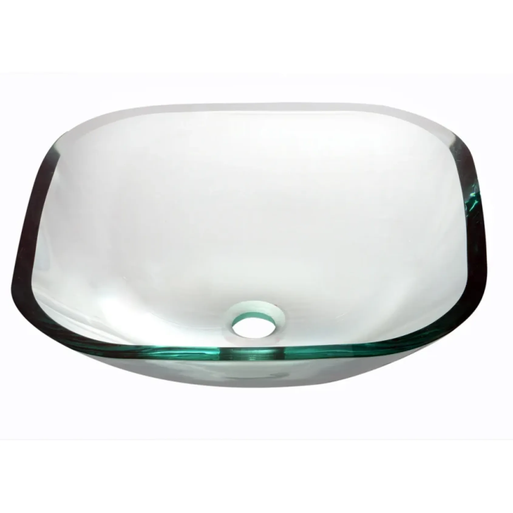 Dawn 16" Tempered Glass Vessel Sink, Clear, Square, GVB84001