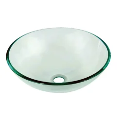 Dawn 17" Tempered Glass Vessel Sink, Clear, Round, GVB84007